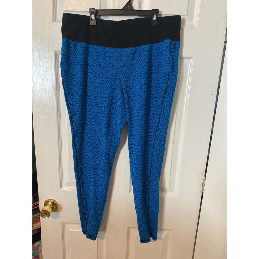 Livi Active Lane Bryant Blue Geometric Print Leggings Plus Size 18/20 Athleisure